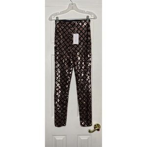 Lovers & Friends Women's Take It Easy Legging Rose Gold Sequin XS Tags New- Read